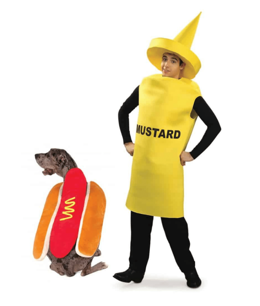 hot dog and mustard human and dog costume set