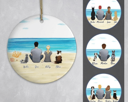 circle custom ornament with pets